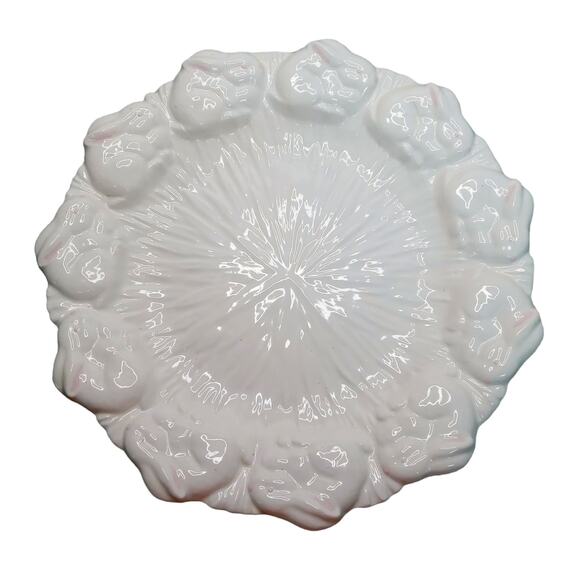 White and Pink Serving Platter Plate 10" Decorative Bunny Rabbit Decor Rare - Picture 4 of 10